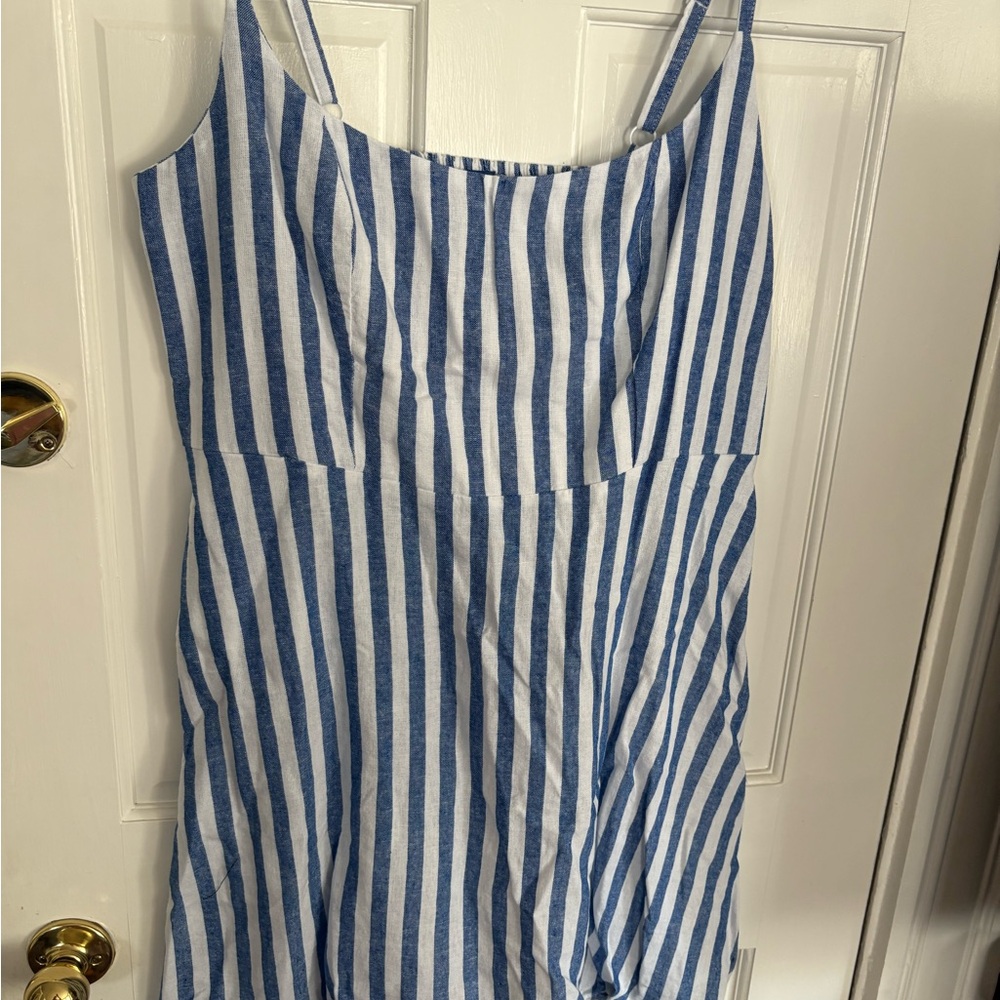 Blue and White Striped Dress